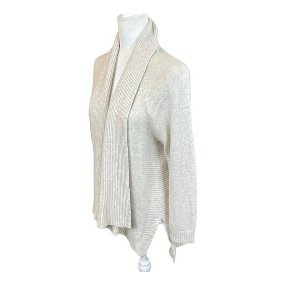 J Jill Pure Jill Cardigan Medium Wool Lagenlook Minimalist Neutral Open Ribbed - Picture 4 of 10